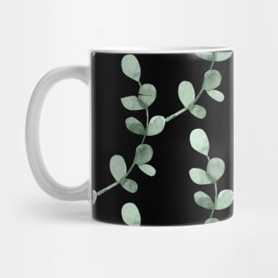 Eucalyptus leaf pattern on black Mug